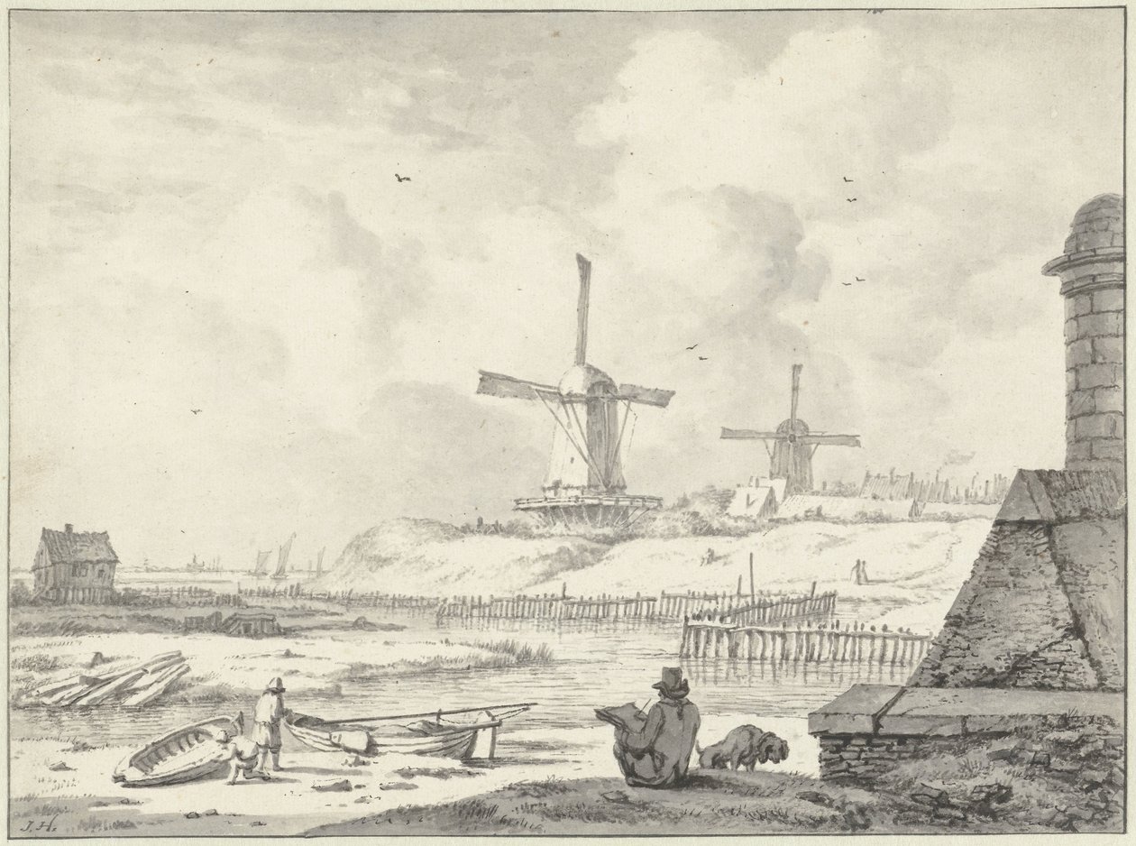 Disegnatore che schizza su Hoogendijk, fuori dalla Haarlemmer Poort da Jan Hulswit