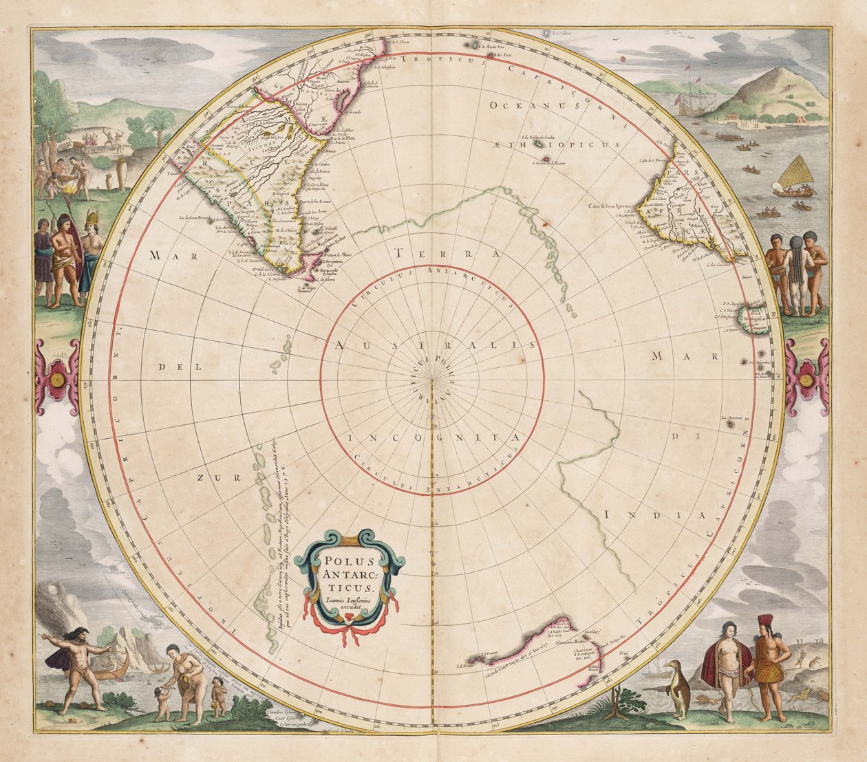 1657 mappa Polus Antarcticus da Jan Janssonius