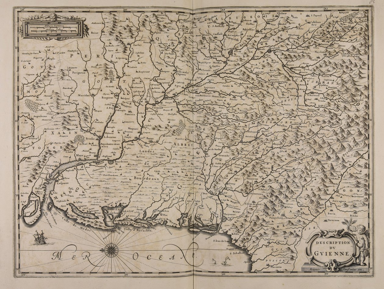 Descrizione del Guienne da Jan Janssonius