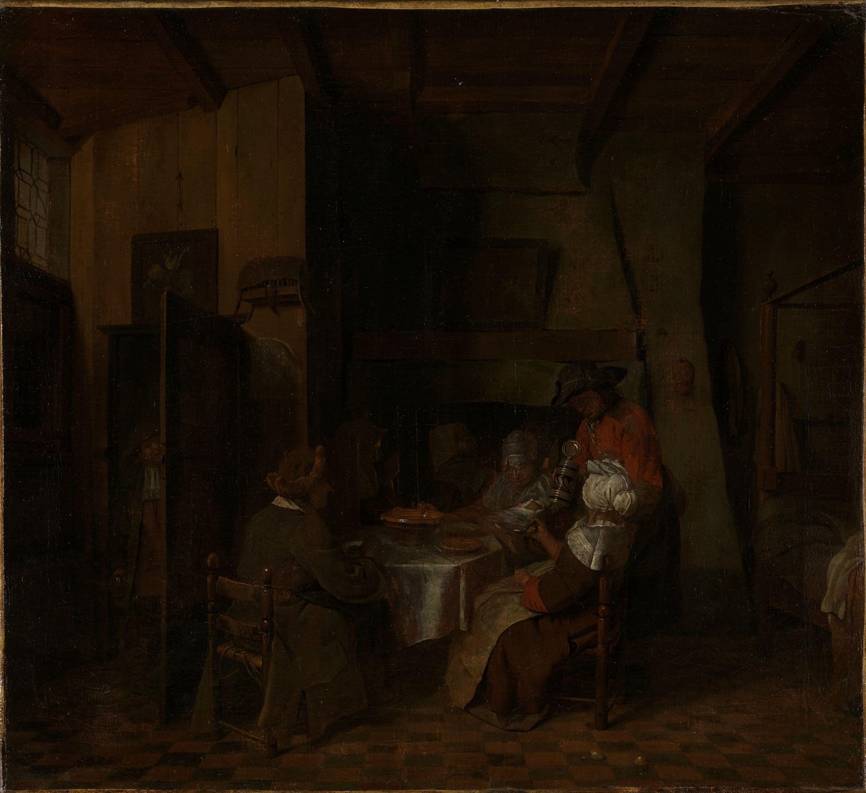 Un pasto in famiglia nella casa di un contadino da Jan Josef Horemans the elder