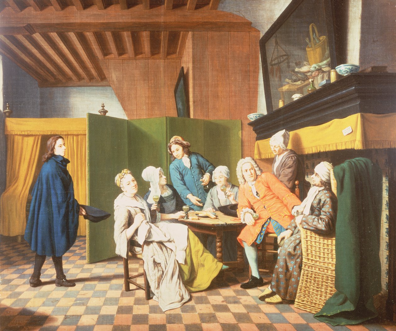 Le visite del dottore - Un proverbio olandese: Il dottore ispeziona la salute generale del suo paziente (uno di un set di quattro) da Jan Josef the Elder Horemans