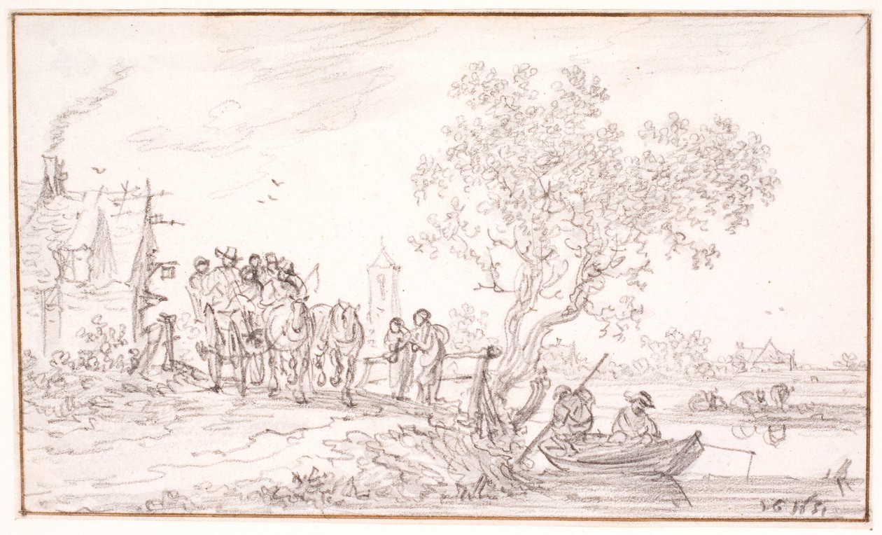Un carro con viaggiatori presso una locanda da Jan Josefsz van Goyen