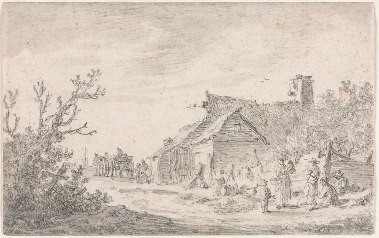 Paesaggio con un cottage e figure, 1653 da Jan Josephsz van Goyen
