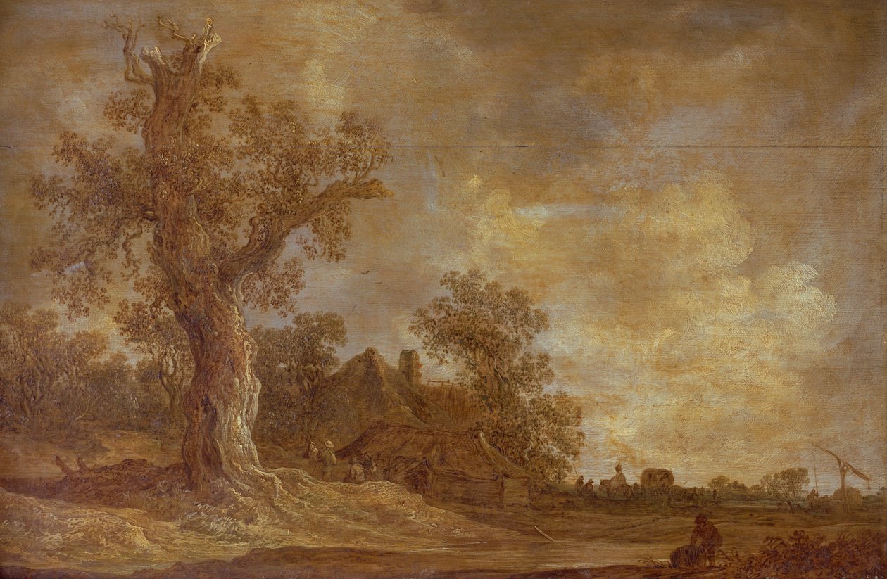 Paesaggio boscoso con figure e quercia da Jan Josephsz van Goyen