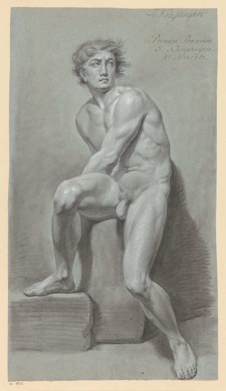 Nudo maschile seduto, visto di fronte (1° premio 1791) da Jan Kamphuijsen