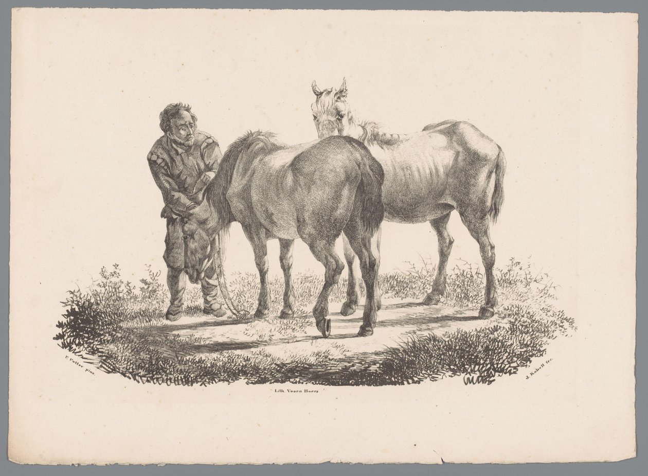 Uomo e due cavalli (serie: Studi di animali di J. Kobell da Paul Potter Nr. 1) da Jan Kobell (III)