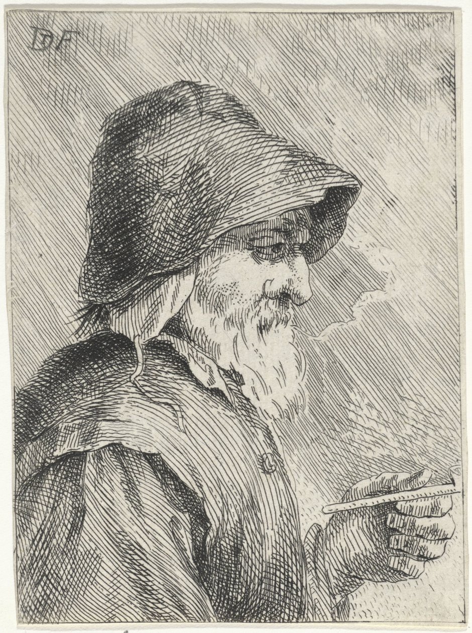 Vecchio con barba e pipa in mano da Jan Lauwryn Krafft (I) (attributed to)