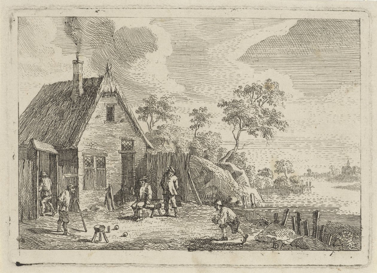 Contadini giocano a bocce da Jan Lauwryn Krafft (I) (possibly)