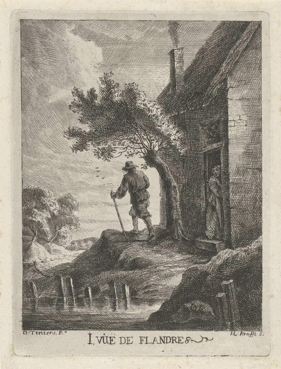 Casa contadina sulla riva da Jan Lauwryn Krafft (I)