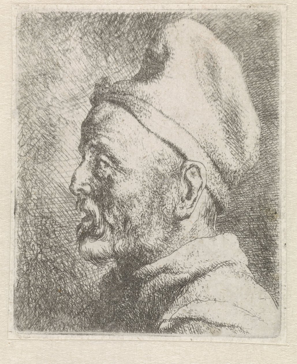 Testa di un anziano con un berretto alto da Jan Lievens