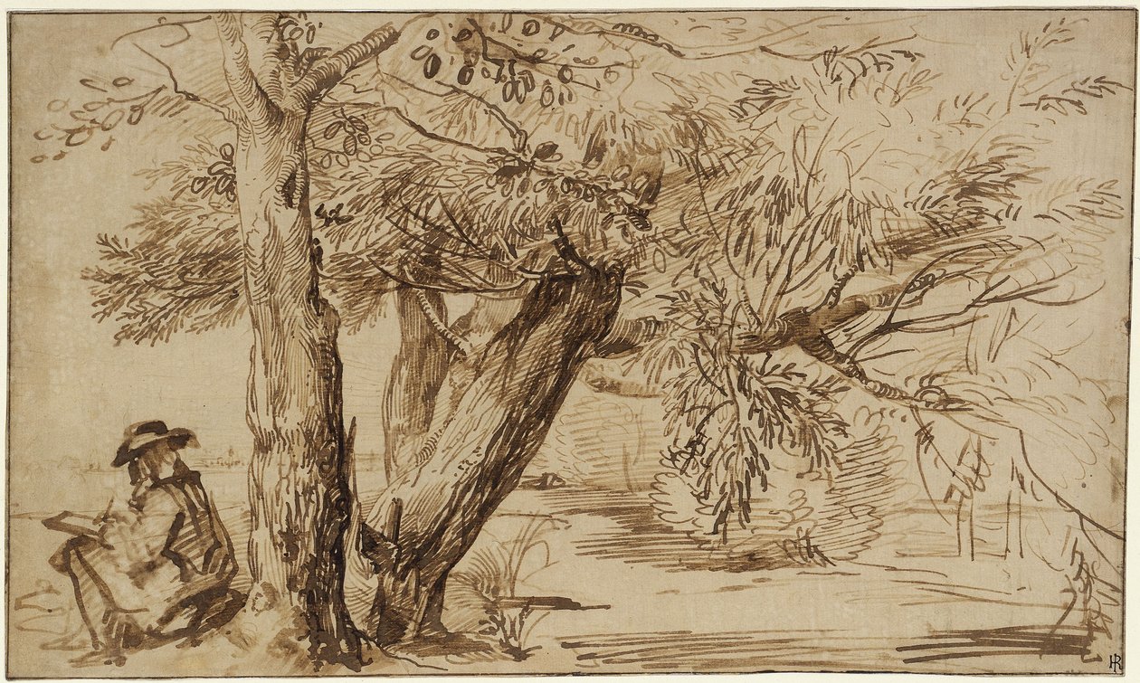 Paesaggio con un disegnatore al margine del bosco da Jan Lievens