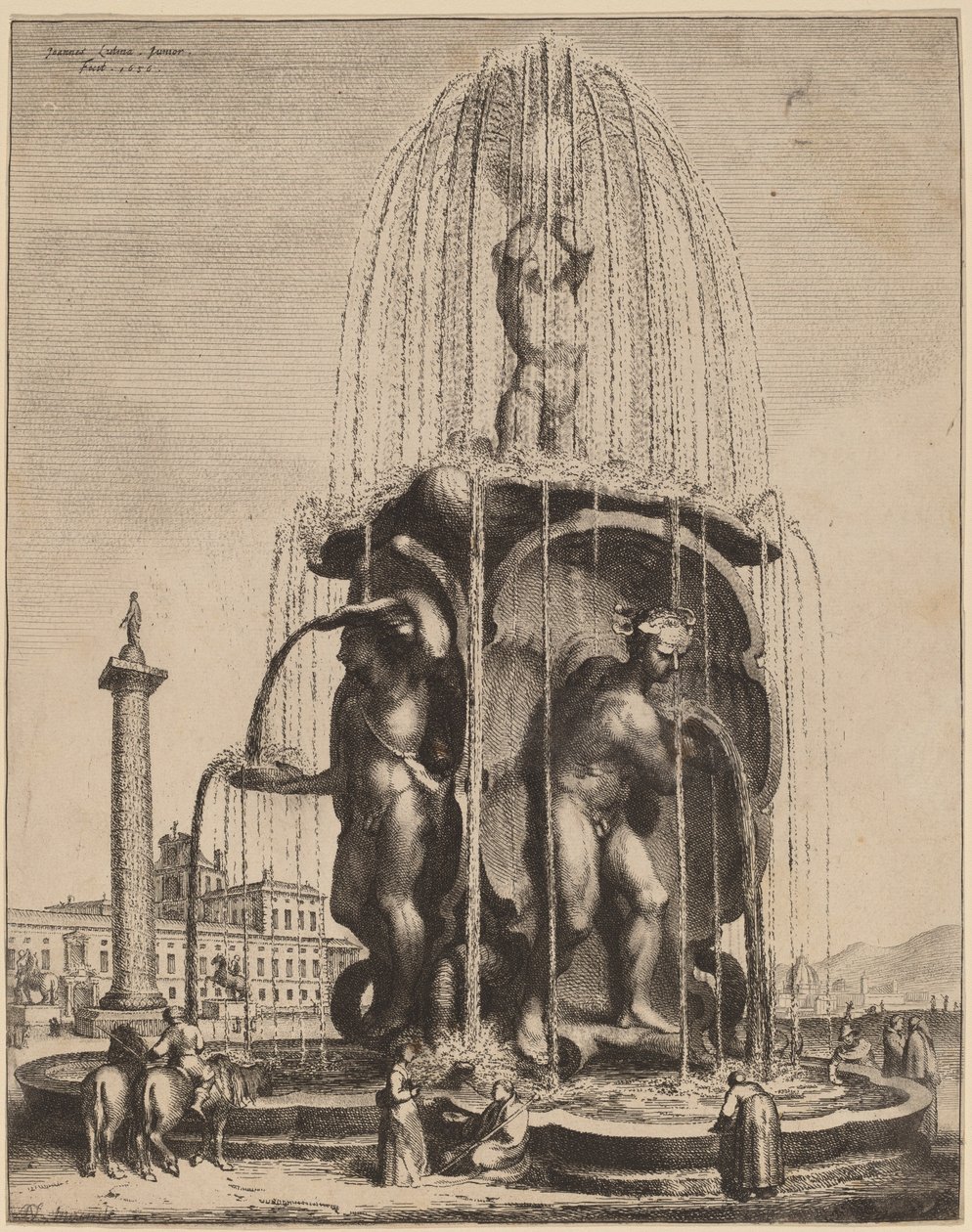 La fontana e la colonna di Traiano a Roma da Jan Lutma II
