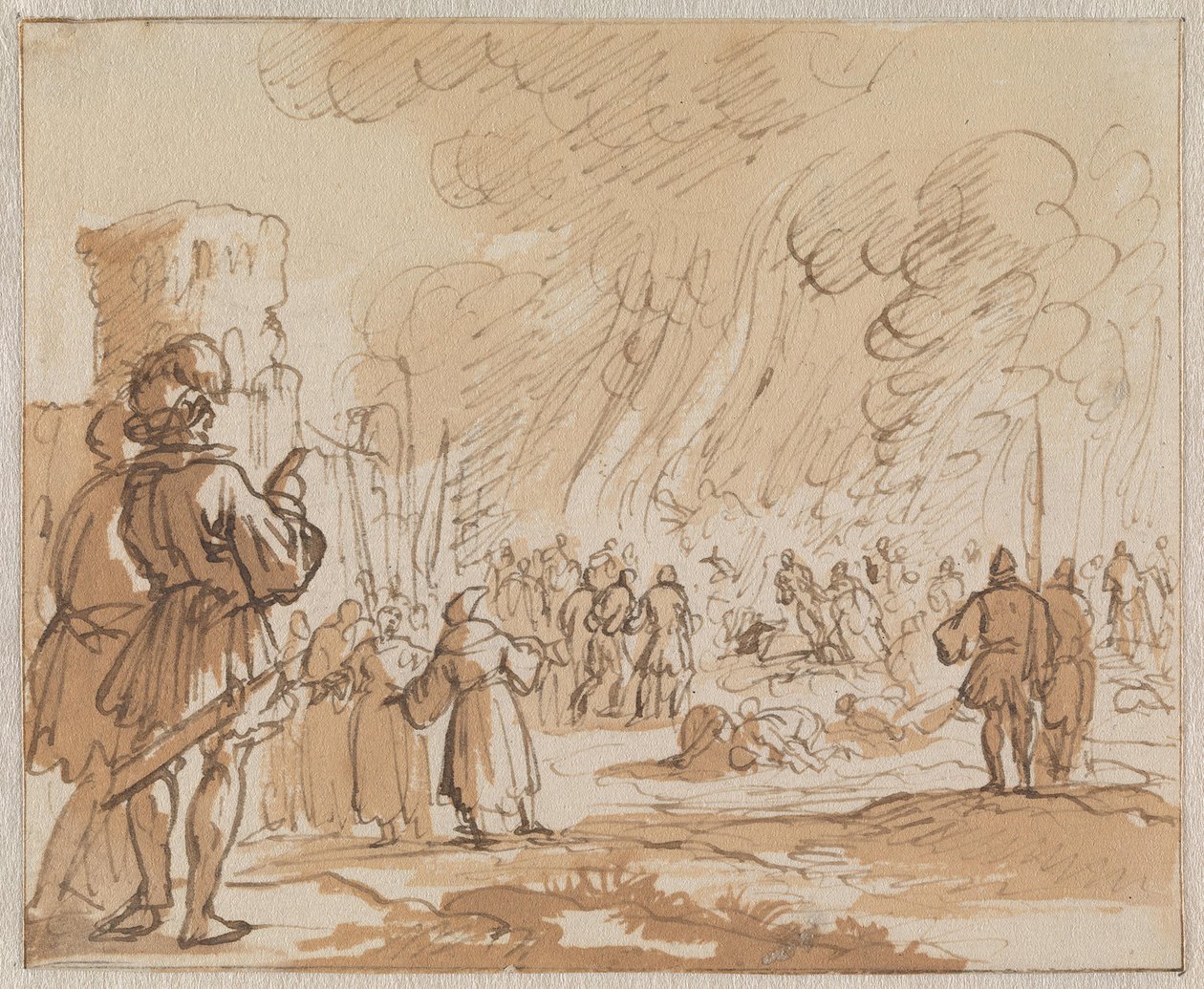 Nel 1210, 180 catari o albigesi vengono bruciati sul rogo alle porte di Minerve da Jan Luyken
