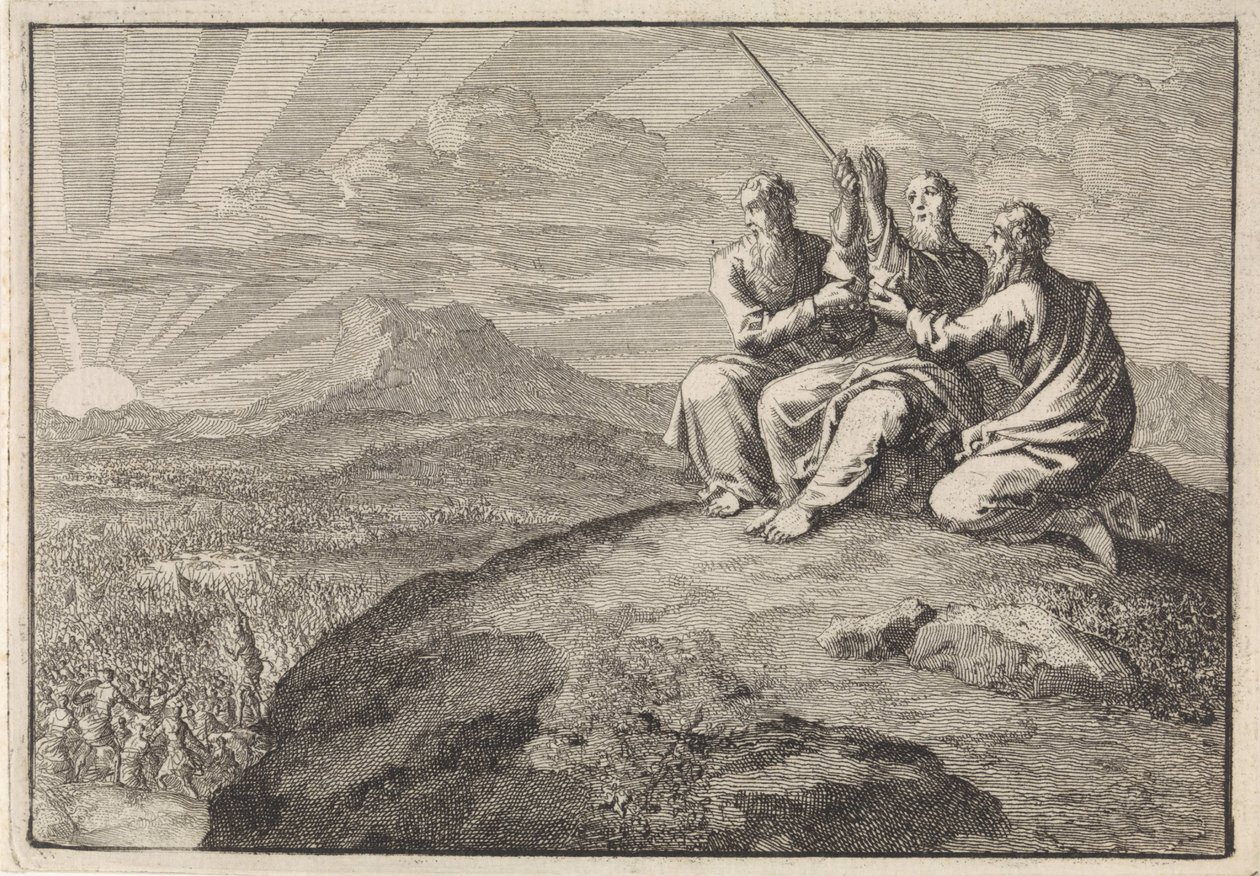 Aaronne e Hur sostengono le mani di Mosè durante la battaglia del popolo d