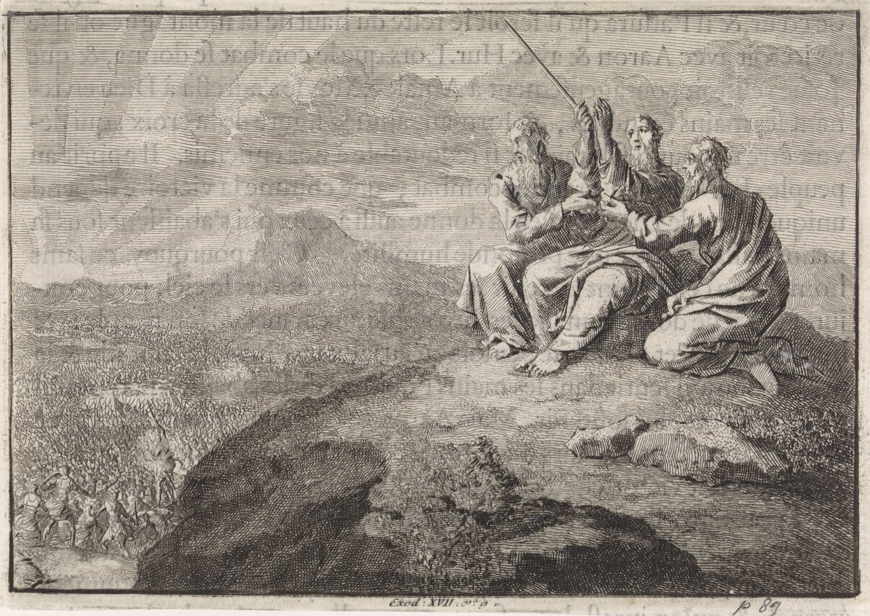 Aronne e Chur sostengono le mani di Mosè durante la battaglia del popolo d