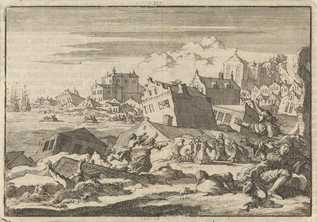 Terremoto in Giamaica che distrugge la città di Port Royal, 1692 da Jan Luyken