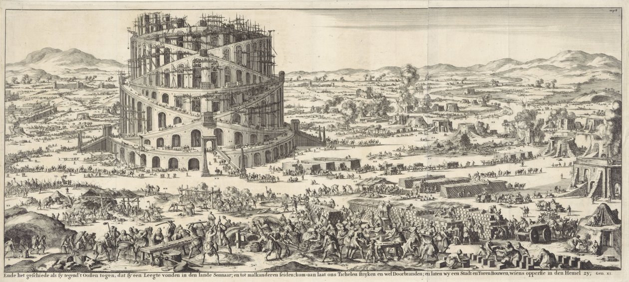 Costruzione della Torre di Babele da Jan Luyken