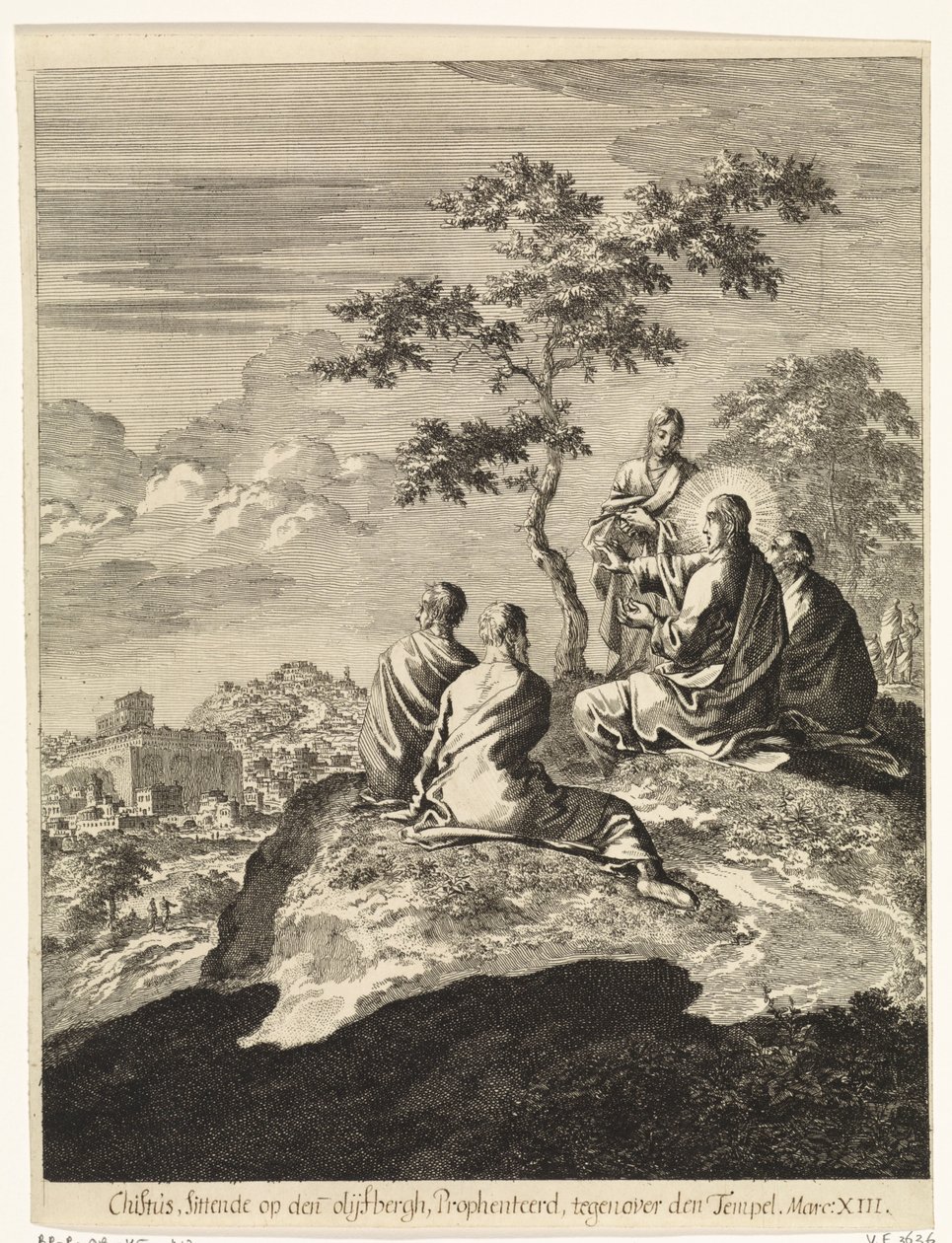 Cristo parla con Pietro, Giacomo, Giovanni e Andrea sul Monte degli Ulivi da Jan Luyken