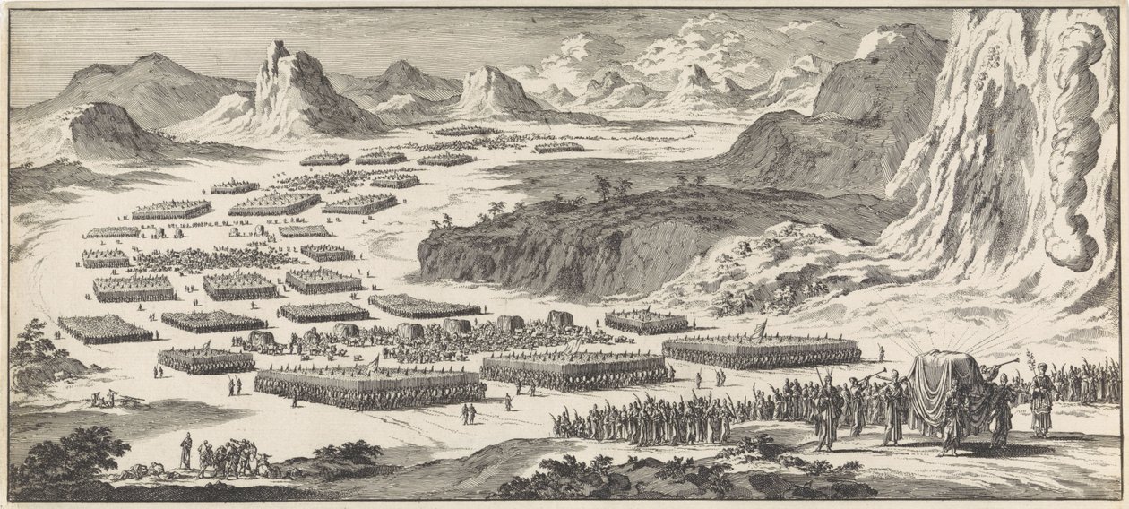 Marcia delle dodici tribù di Israele con il tabernacolo da Jan Luyken