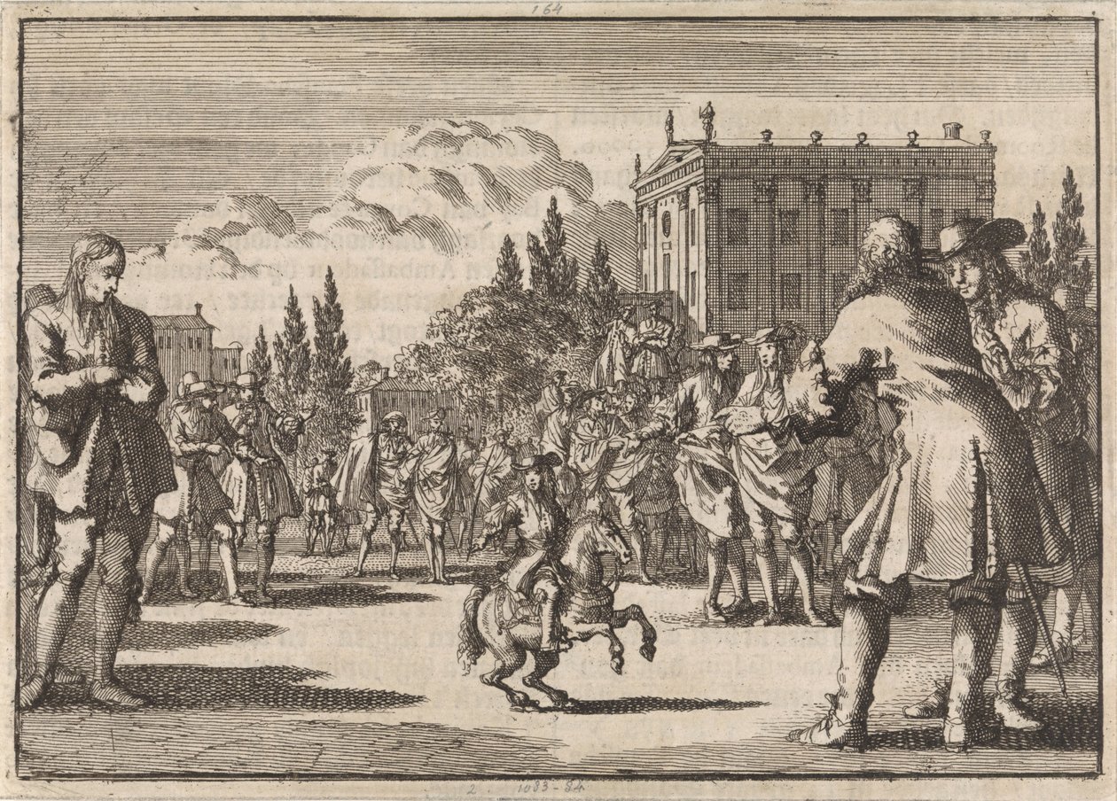 Una folla si è radunata intorno a Louisillo, il nano del re di Spagna, 1675 da Jan Luyken