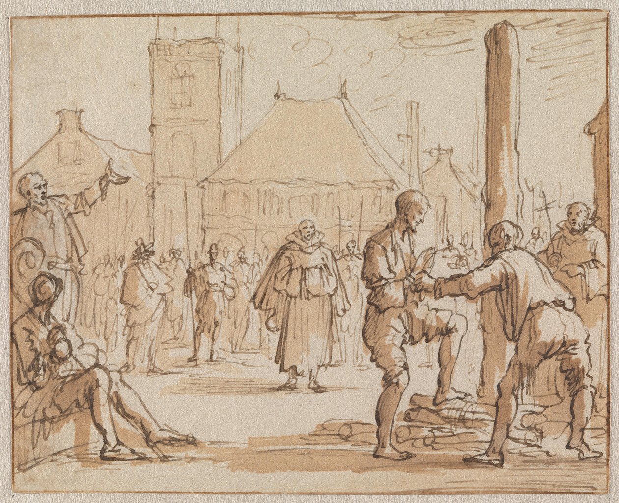 Pieter Bekjen sale sul rogo ad Amsterdam nel 1569 da Jan Luyken