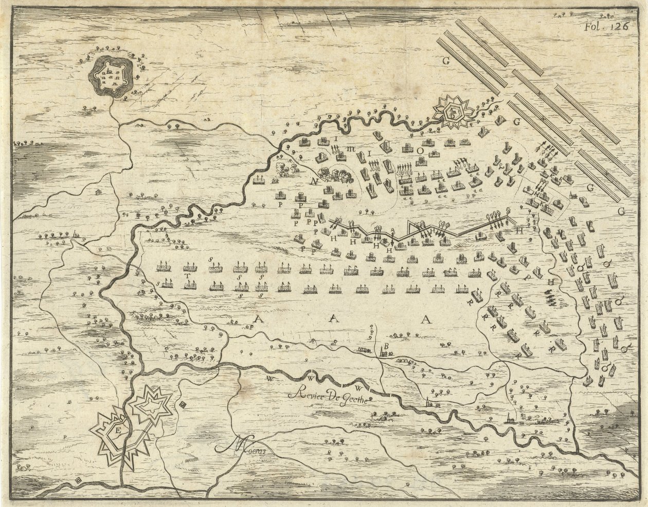 Mappa della Battaglia di Landen da Jan Luyken