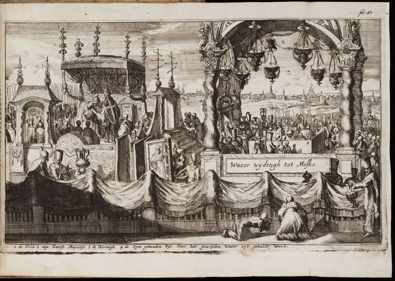 La grande benedizione delle acque a Mosca, 1677 da Jan Luyken