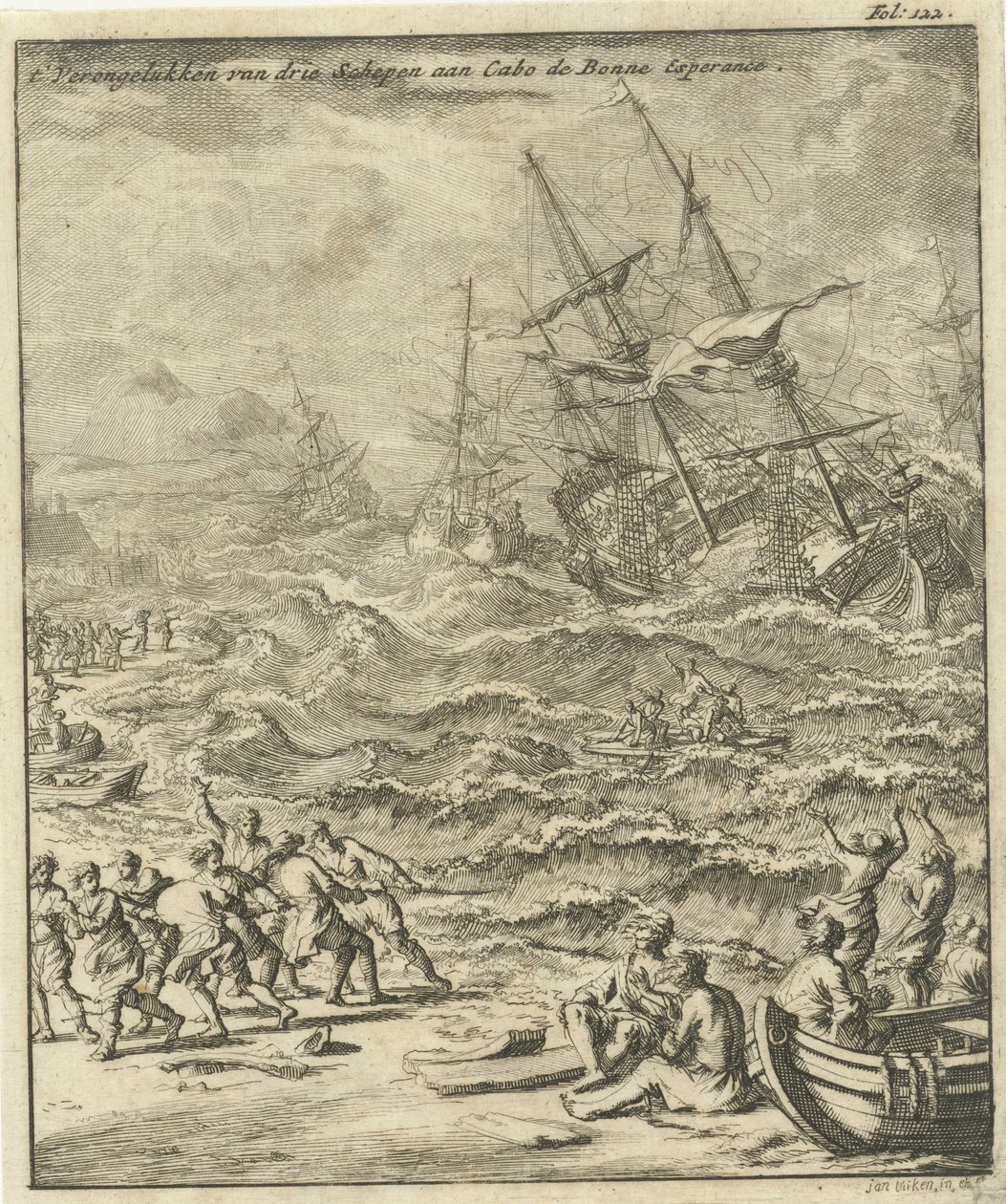 Naufragio di navi al Capo di Buona Speranza, 1693 da Jan Luyken