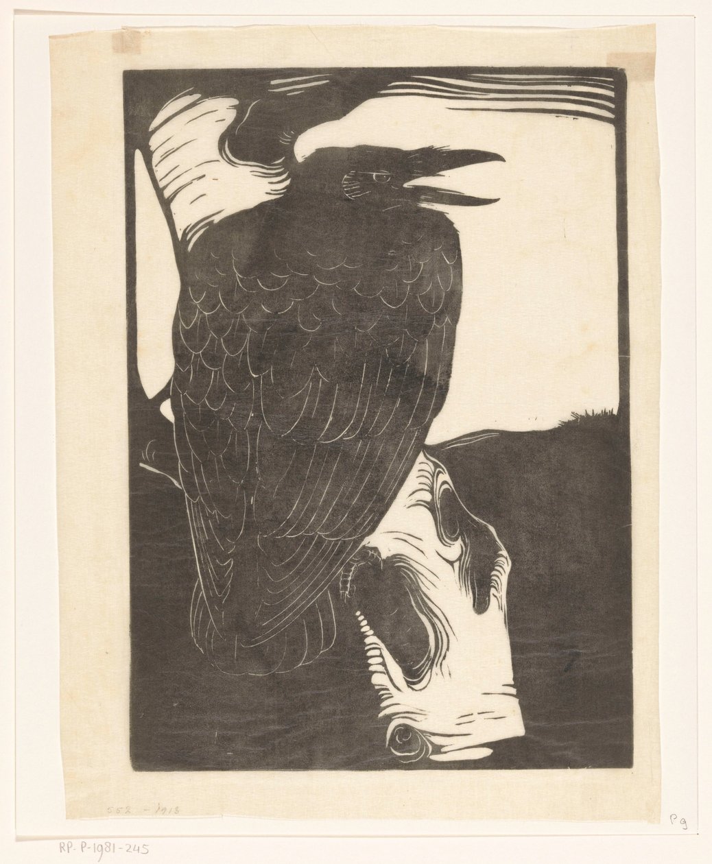 Corvo su un albero di betulla da Jan Mankes