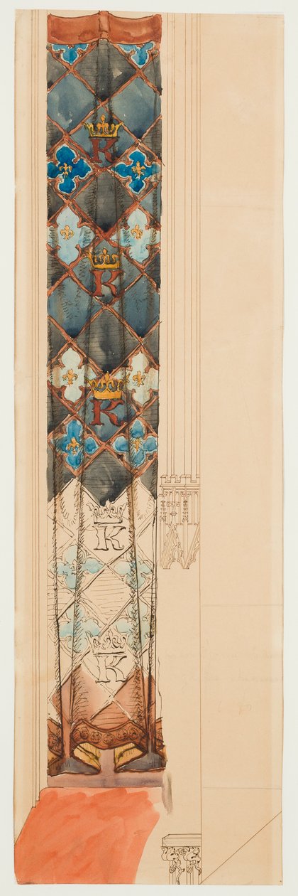 Kartonskizze für die Polychromie der Marienkirche - Fries mit geometrischem Muster da Jan Matejko