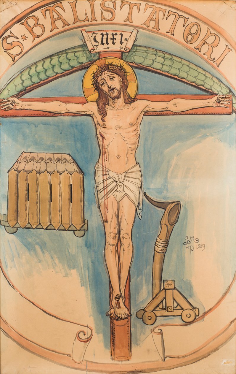 Cartone per la policromia della Chiesa di Santa Maria - Emblema degli arcieri da Jan Matejko