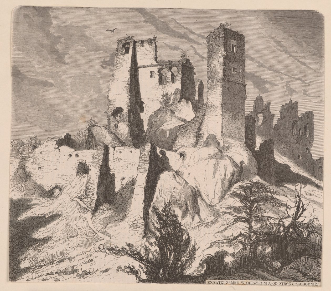 Rovine del castello di Odrzykoń, 1865 - xilografia da un disegno di Jan Matejko da Jan Matejko