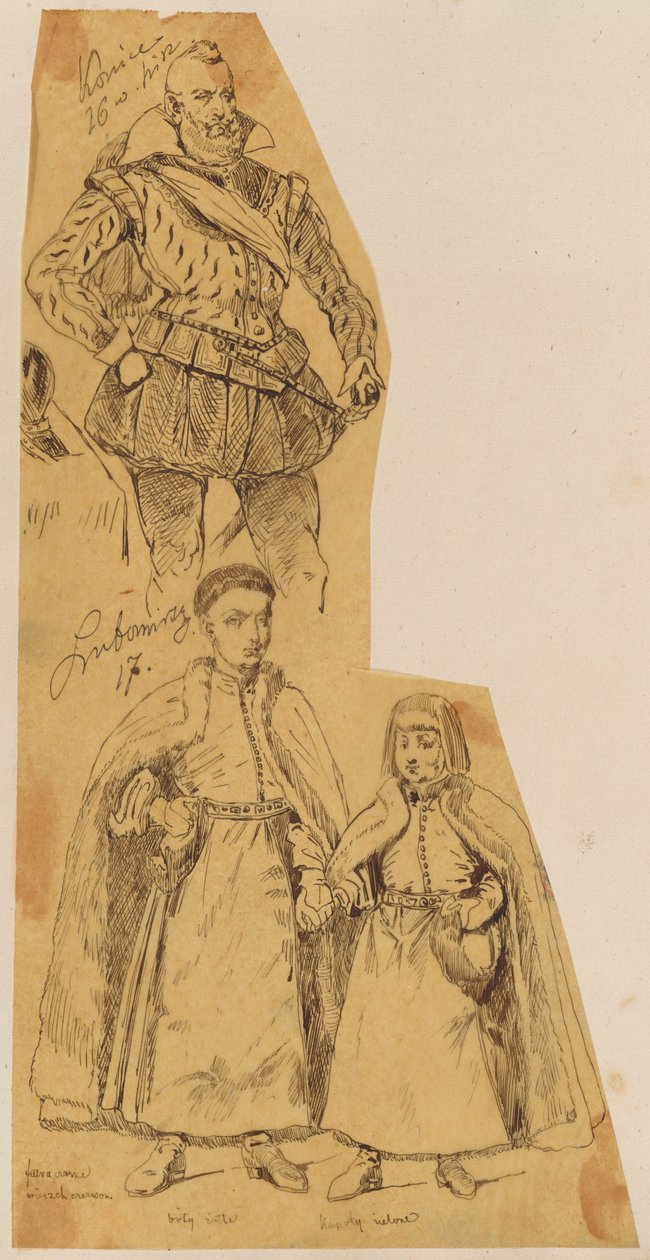 Skarbczyk. Lubomirscy – reifer Mann aus dem 16. Jh. und zwei stehende Jungen aus dem 17. Jh. da Jan Matejko