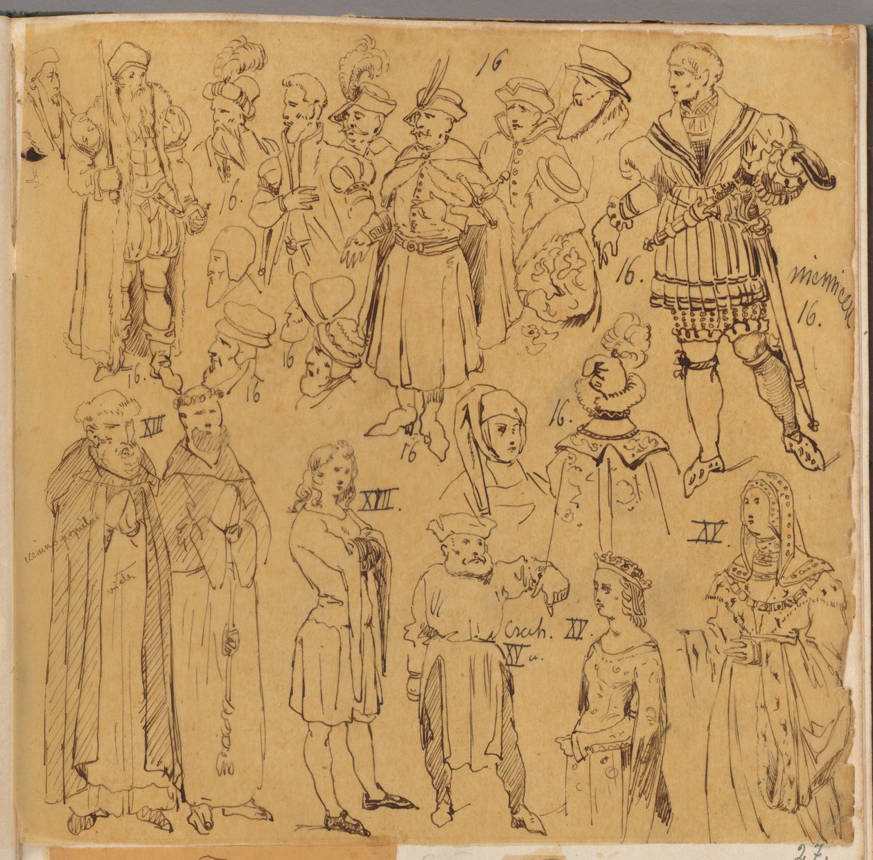 Skarbczyk. Verschiedene Personen in Kleidern aus dem XIII., XV. und XVI. Jahrhundert da Jan Matejko