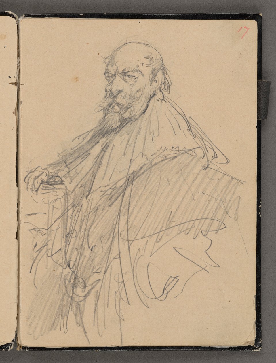 Taccuino di schizzi di Jan Matejko degli anni 1861-1863. Disegno a un solo lato. Recto: schizzo di una figura maschile in costume storico. da Jan Matejko