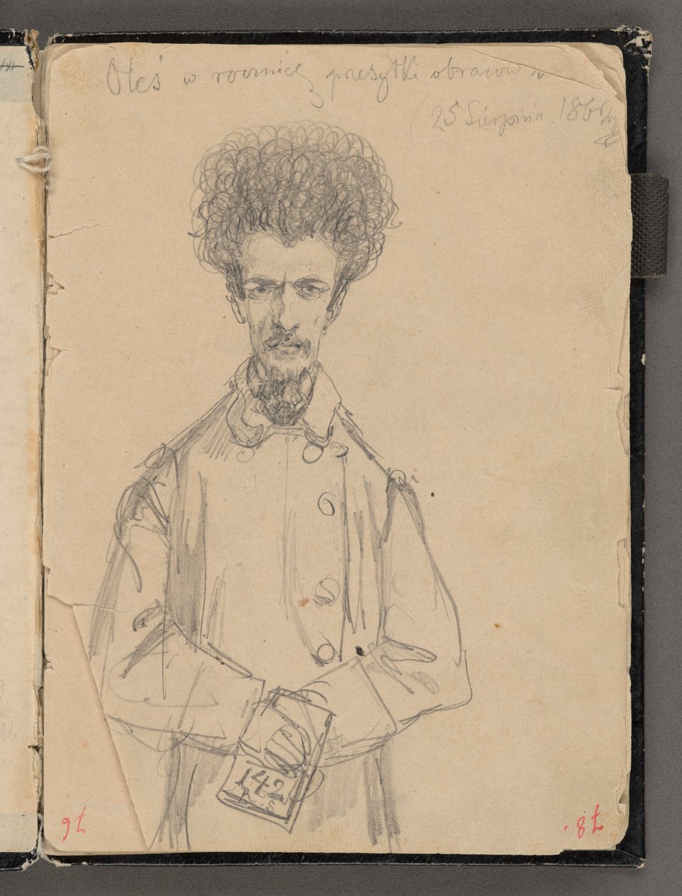 Taccuino di schizzi di Jan Matejko degli anni 1861-1863. Disegno su un solo lato. Verso: Aleksander Gryglewski (figura di ¾). da Jan Matejko