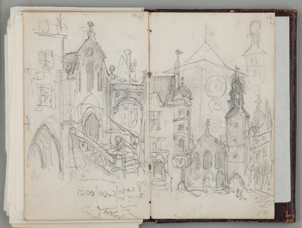 Taccuino di schizzi monacense di Jan Matejko. Disegno su un solo lato. Recto: studio dell