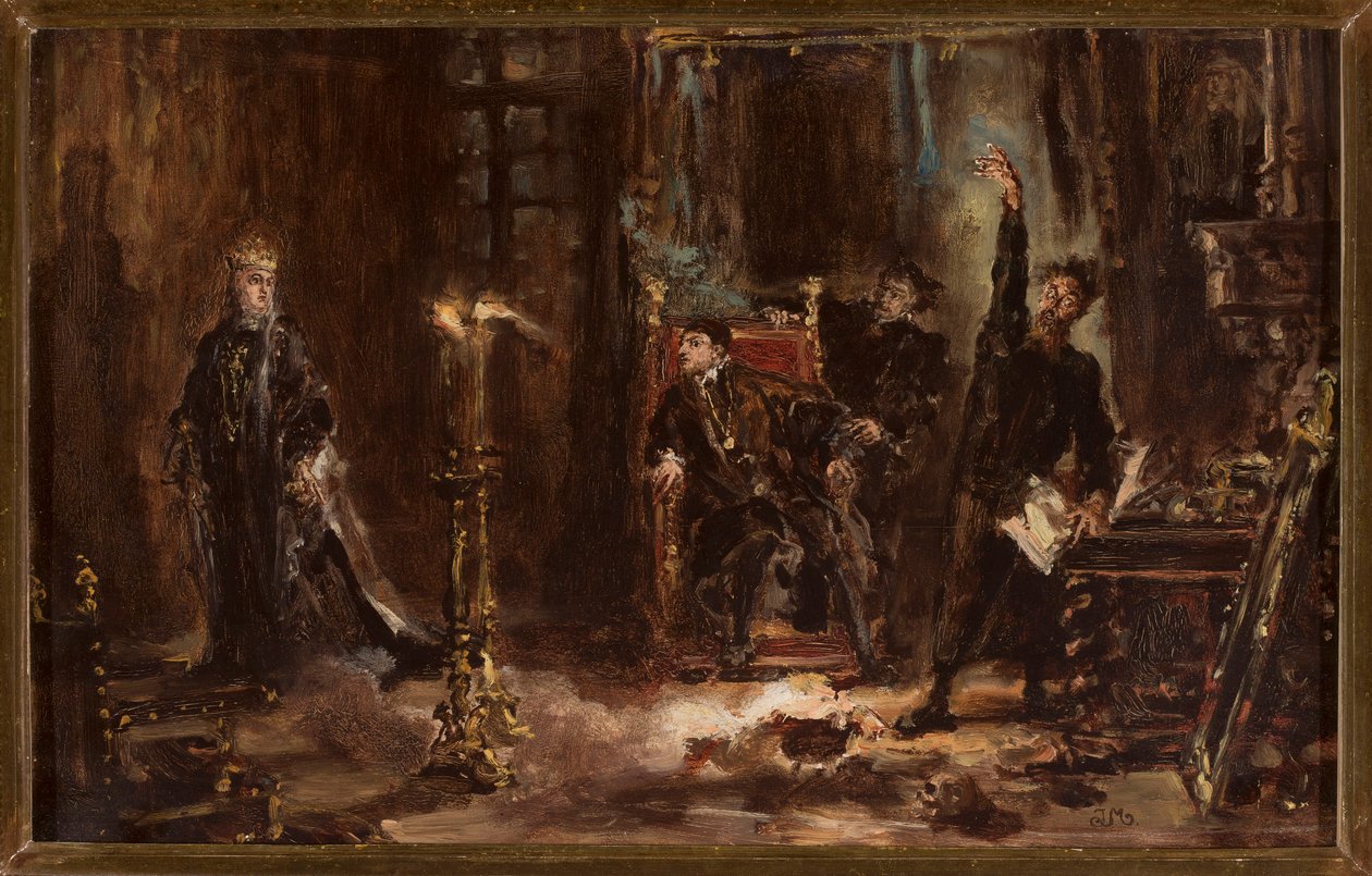 Twardowski evoca lo spirito di Barbara davanti a Sigismondo Augusto, schizzo da Jan Matejko