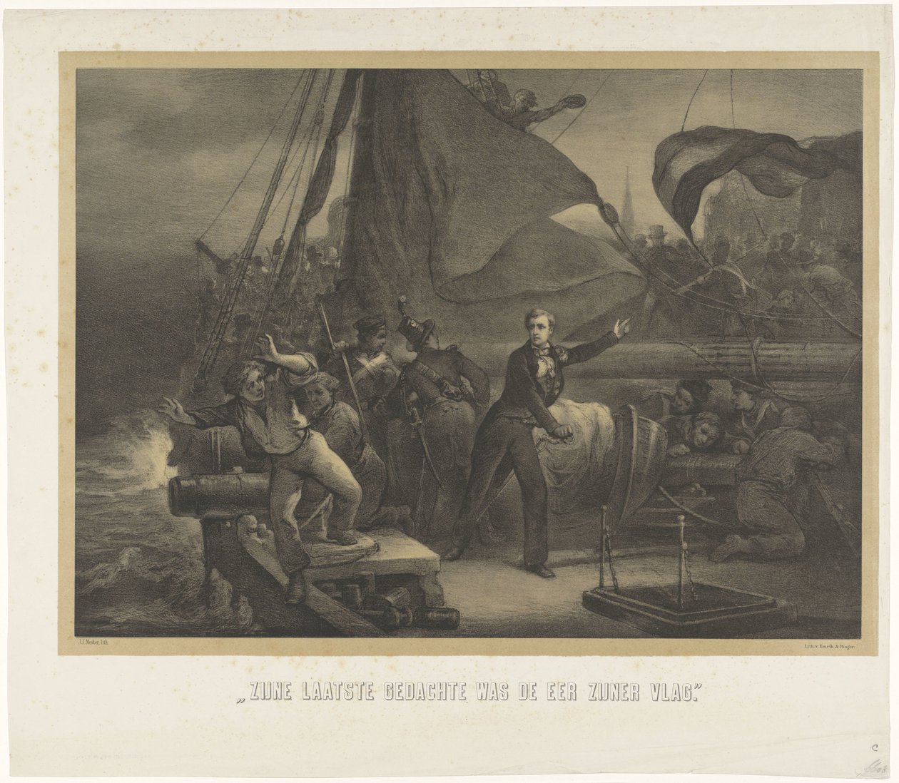 Jan van Speijk sul punto di gettare la miccia nella stiva, 1831 da Jan Mesker