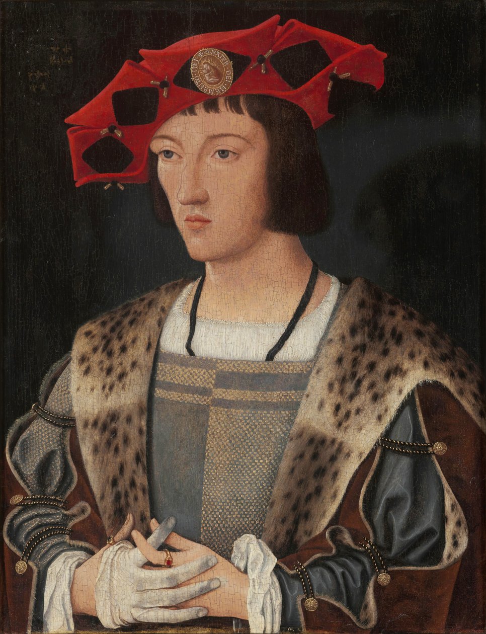 Ritratto di un uomo che indossa un guanto da Jan Mostaert
