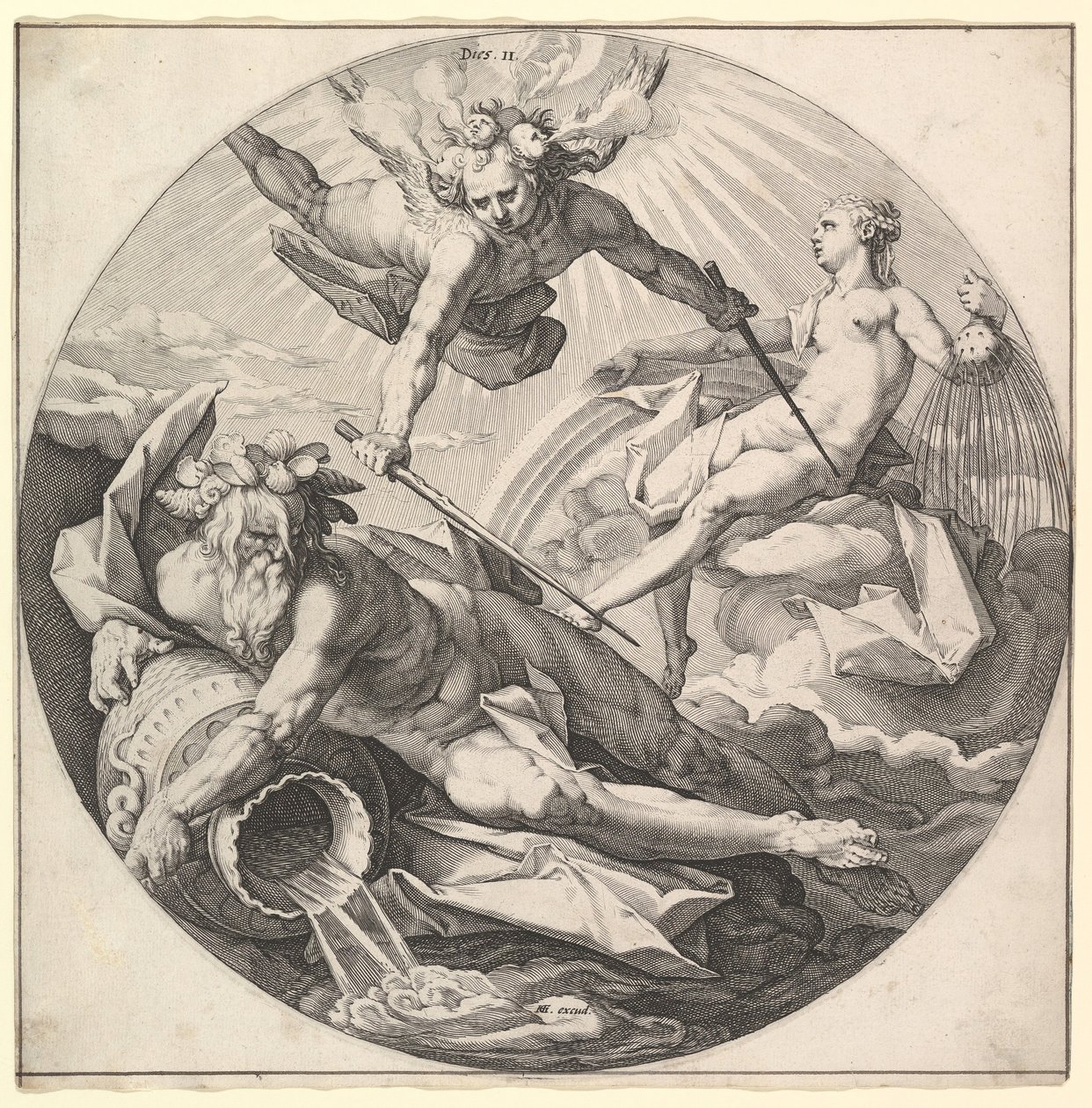 Il Secondo Giorno, Dies II, dalla serie La Creazione del Mondo, ca. 1594 da Jan Muller