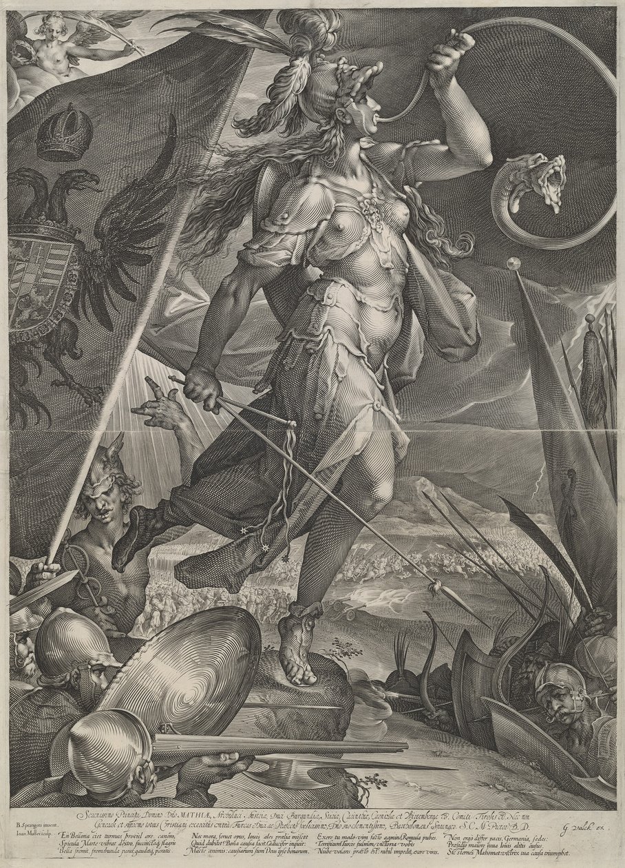 Bellona guida gli eserciti imperiali contro i turchi da Jan Muller after Bartholomaeus Spranger