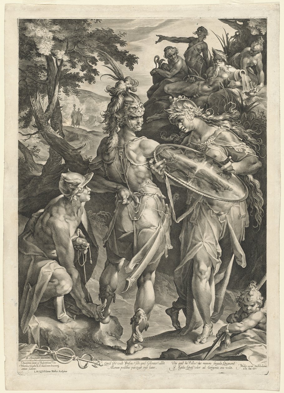 Minerva e Mercurio armano Perseo da Jan Muller, after Bartholomaeus Spranger