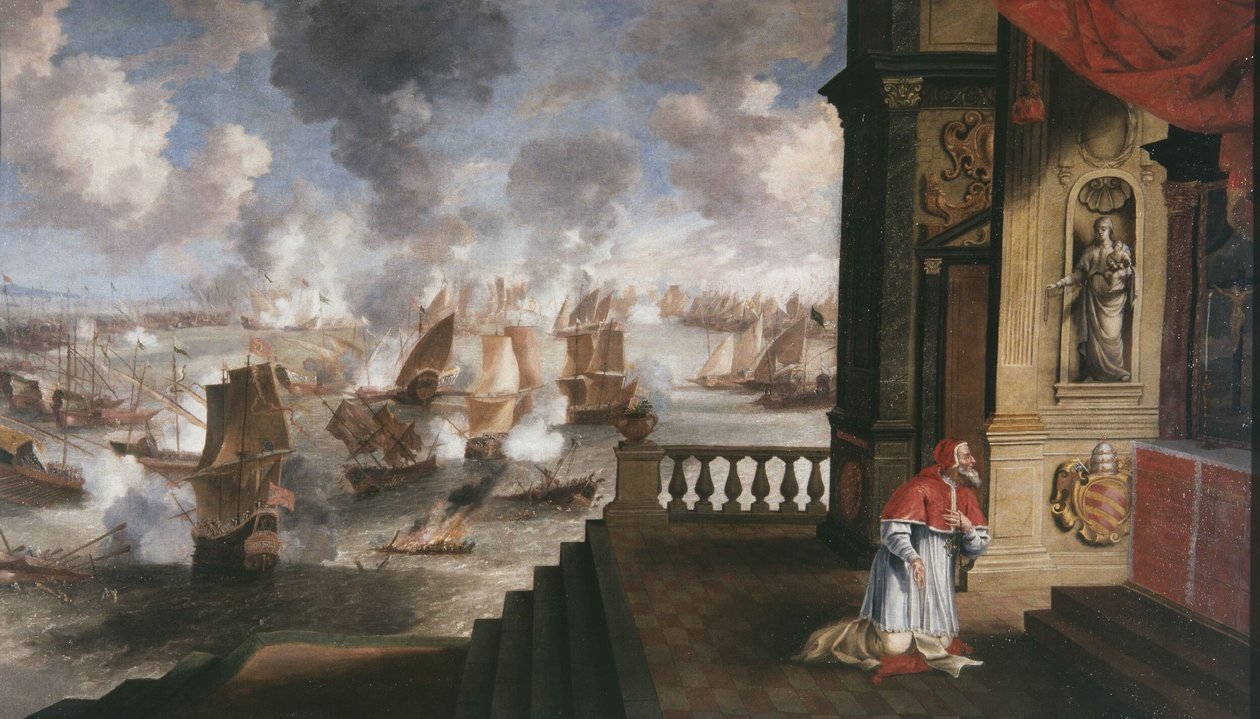 Olandese: de slag van Lepanto in 1571 La battaglia di Lepanto nel 1571 da Jan Peeters the Elder