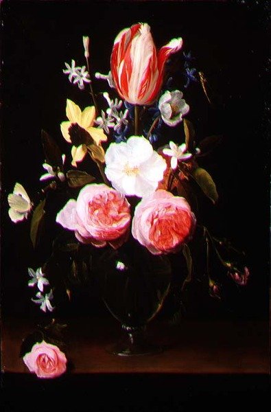 Natura morta con fiori in un vaso di vetro da Jan Philip van Thielen