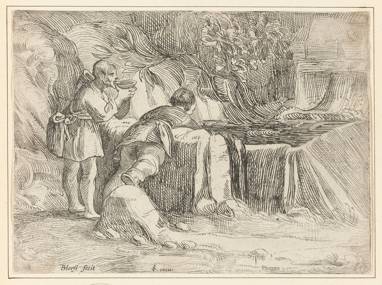 Due uomini presso una fonte da Jan Philipsz. van Bouckhorst