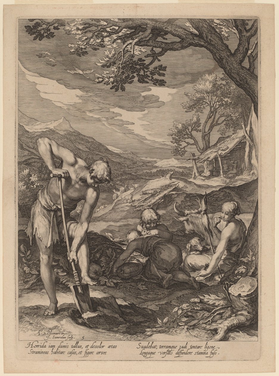 Adamo ed Eva al lavoro da Jan Pietersz Saenredam after Abraham Bloemaert