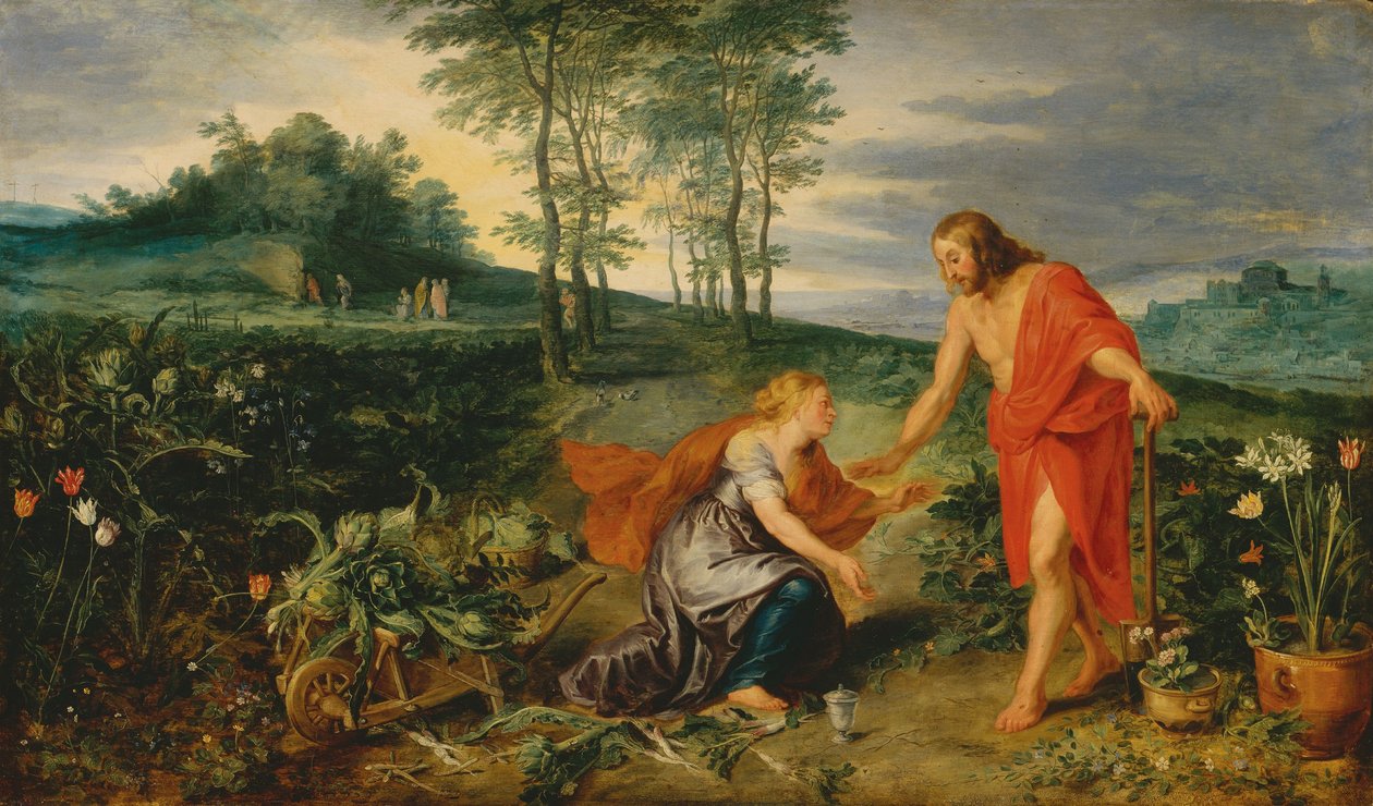 Cristo appare a Maria Maddalena la mattina di Pasqua (Noli me tangere), 1626 circa (olio su tavola) da Jan & Rubens P.P. (1577 1640) Brueghel