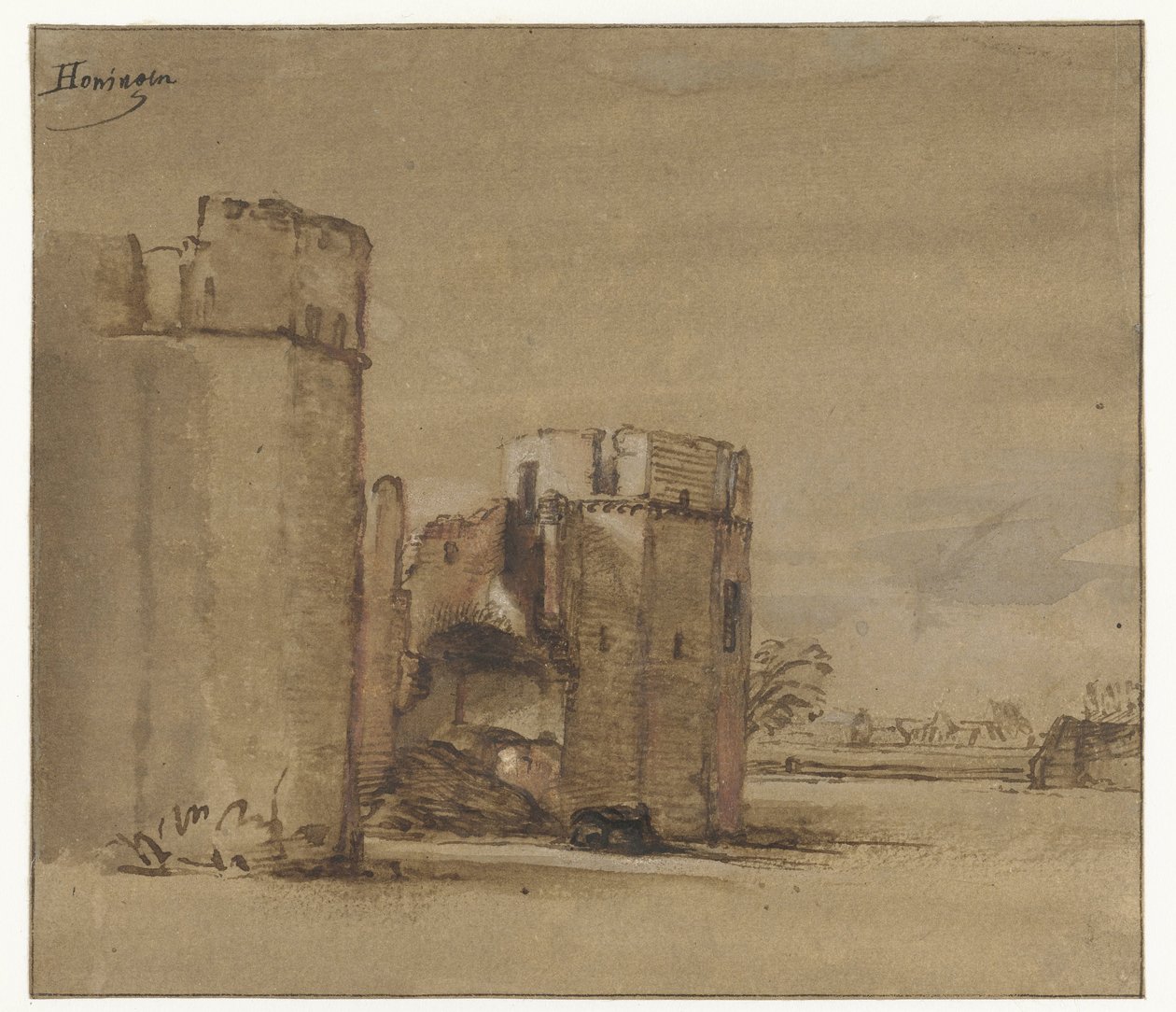 Veduta del Castello Honingen vicino a Rotterdam da Jan Ruyscher (attributed to)