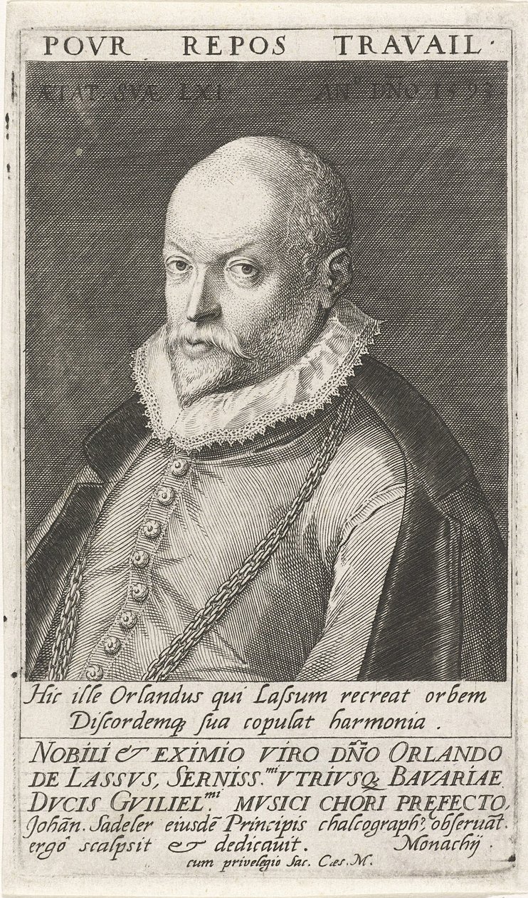 Ritratto del compositore Orlando di Lasso 1532-1594, 1593 da Jan Sadeler